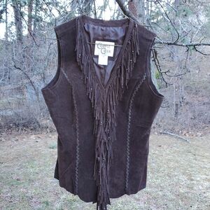 Brown Suede Fringe Vest